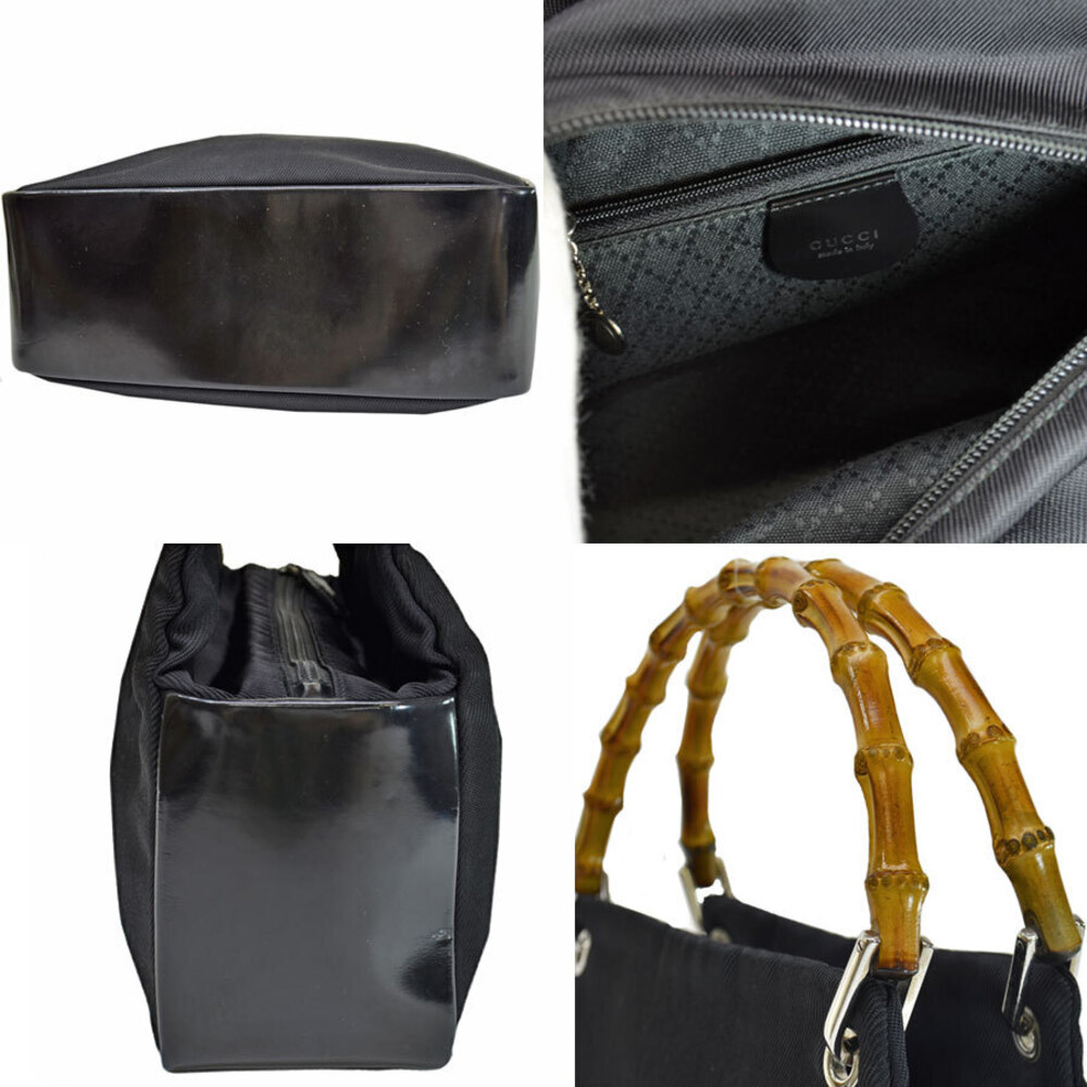 Gucci Classic Leather Brown Black Bamboo Handbag Bag